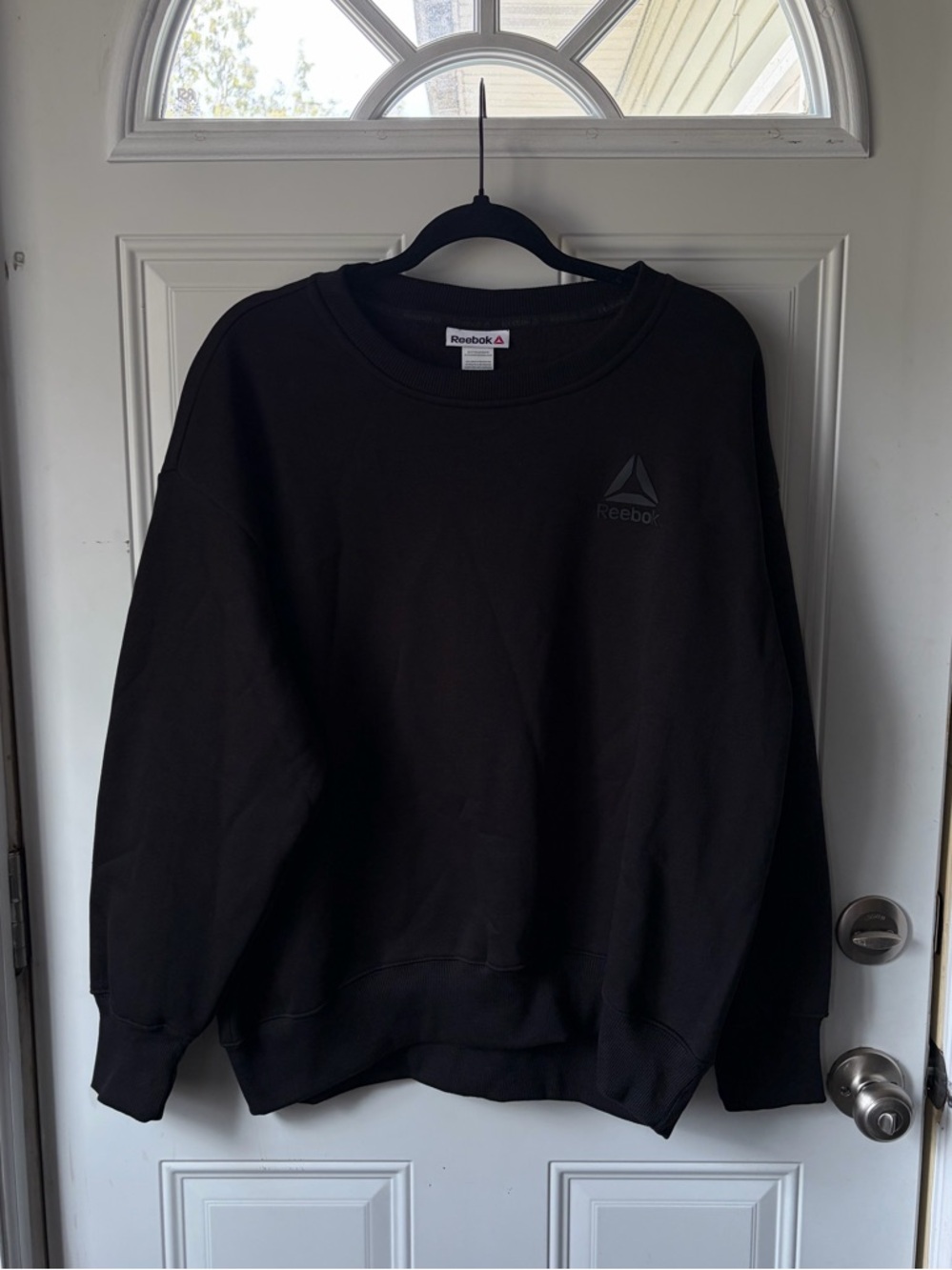 Reebok Black Logo Crewneck Fleece Sweatshirt
